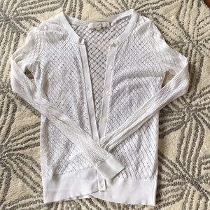 LOFT petite XS white knit cardigan